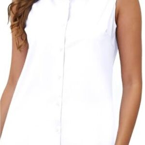 Classic White Sleeveless Button Down Shirt